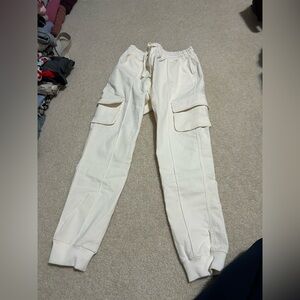 Cream Cargo Jogger Pants